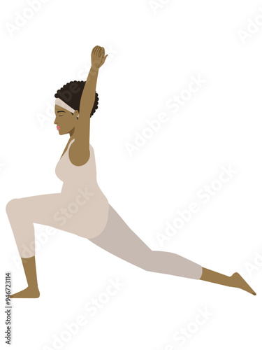 Illustration of a brown pregnant woman doing a yoga pose