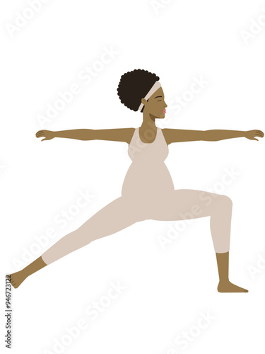 Illustration of a brown pregnant woman doing a yoga pose
