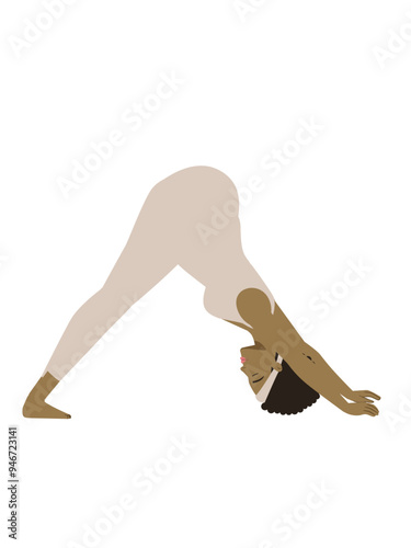 Illustration of a brown pregnant woman doing a yoga pose
