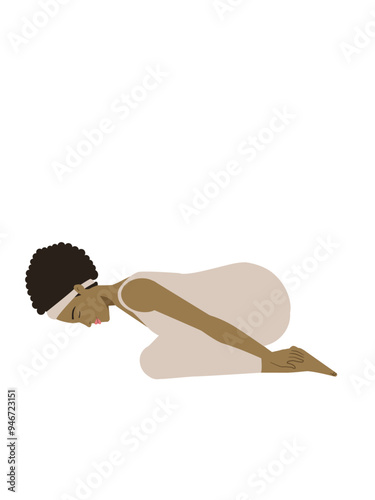 Illustration of a brown pregnant woman doing a yoga pose