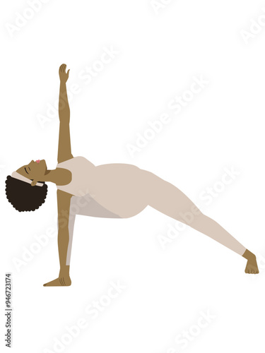 Illustration of a brown pregnant woman doing a yoga pose