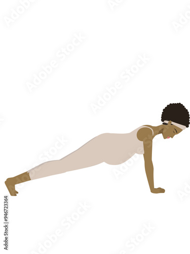 Illustration of a brown pregnant woman doing a yoga pose