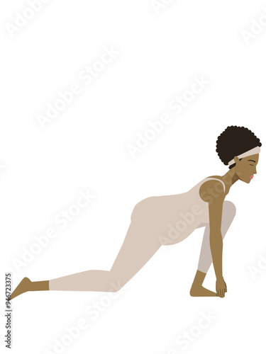 Illustration of a brown pregnant woman doing a yoga pose