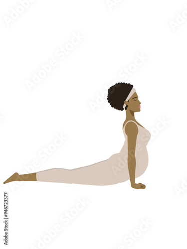 Illustration of a brown pregnant woman doing a yoga pose