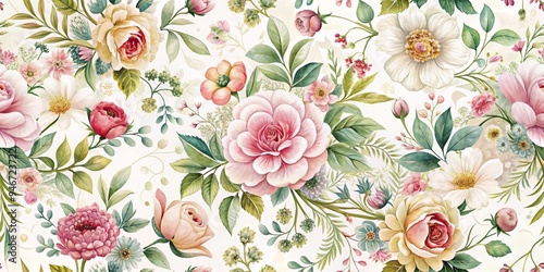 Watercolor Floral Seamless ...