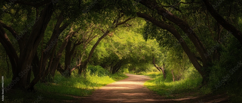 Obraz premium A Path Through Lush Green Trees