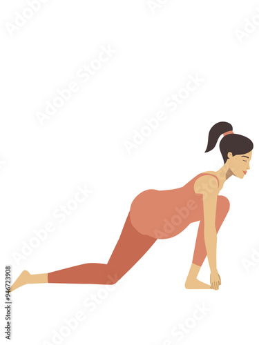 Illustration of a white pregnant woman doing a yoga pose
