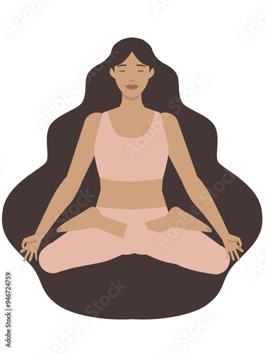 Illustration of a white woman doing a yoga pose