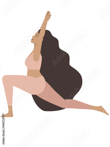 Illustration of a white woman doing a yoga pose