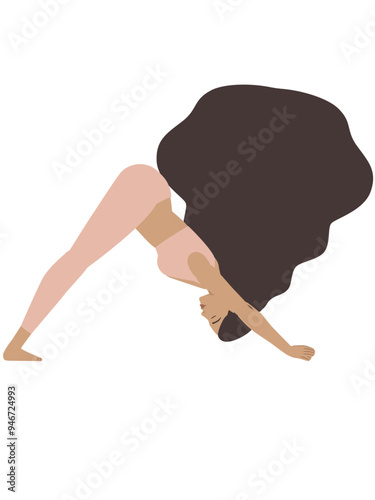 Illustration of a white woman doing a yoga pose