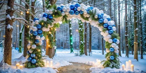 Winter Wonderland Balloon Archway, Snowy Forest, Holiday Decoration , Christmas , Wedding , Festive photo