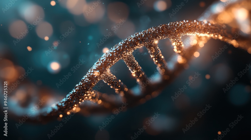 A dazzling close-up of a DNA strand featuring shimmering details and bokeh effects, highlighting the majesty and complexity of genetic material in an artistic manner. A dazzling close-up of a DNA strand featuring shimmering details and bokeh effects, highlighting the majesty and complexity of genetic material in an artistic manner.