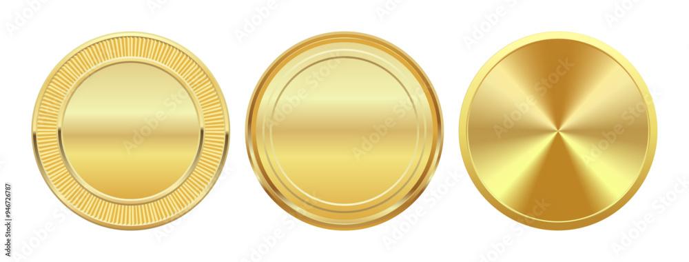 Set Gold Badge Insignia Empty Realistic Label Set Gold Badge Insignia Empty Realistic Label