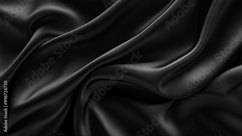 Black textured surface with flowing fabric folds and deep, luxurious tones