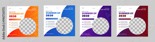 School education admission social media post and back to school web banner template .cute school admission social media post template 