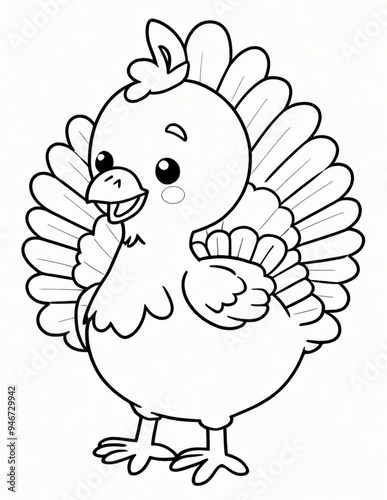  coloring page for kids for Thanksgiving with turkey