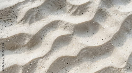 Top view abstract background with beautiful intricate texture sandy pattern of waves, close up banner with white desert sand, backdrop for design or web