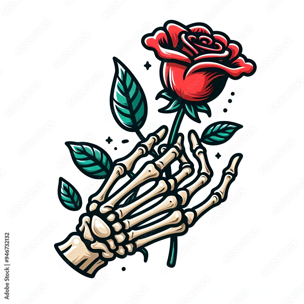 Skeleton Hand Holding a Rose