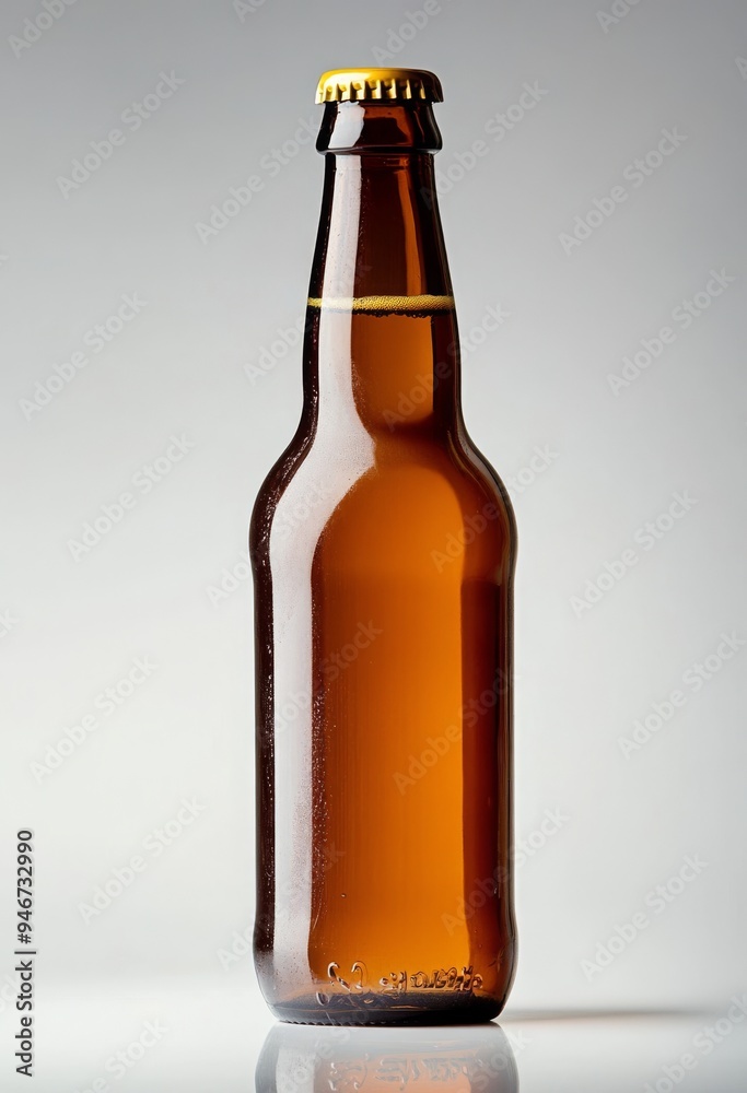 On a transparent background, a brown beer bottle that has not yet been opened On a transparent background, a brown beer bottle that has not yet been opened