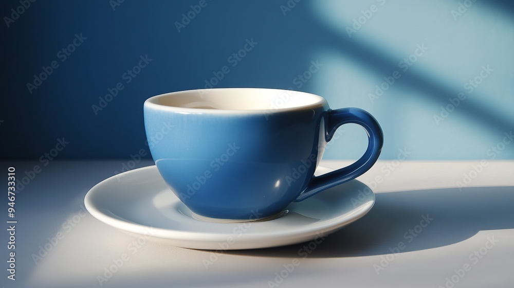 blue ceramic coffee cup and white saucer blue ceramic coffee cup and white saucer