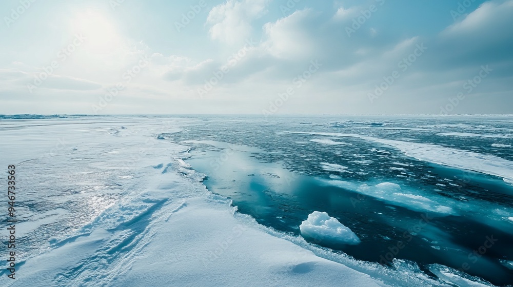 Obraz premium body of water besides icy surface