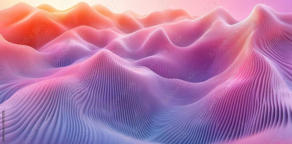 Wave banner with soft pastel colors on an abstract pastel background