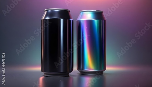 Black Aluminium Can Mockup Drink Digital Background Graphic Commercial Advertising Template Design