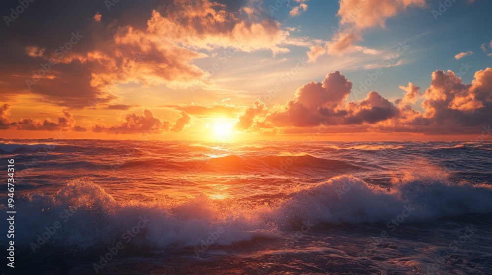 Landscape photo using rule of thirds with a sunset over the ocean Landscape photo using rule of thirds with a sunset over the ocean