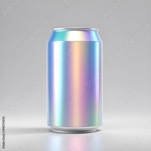 Iridescent Aluminium Can Mockup Drink Digital Background Graphic Commercial Advertising Template Design