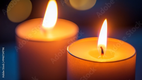 macro shot photography of two votive candles