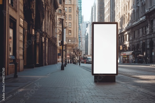 Blank billboard sign on the street in the city