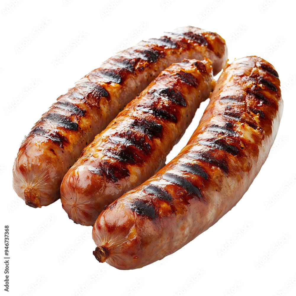 Grilled Close-up Pork Sausages with Grill Marks, Grilled Close-up Pork Sausages with Grill Marks,