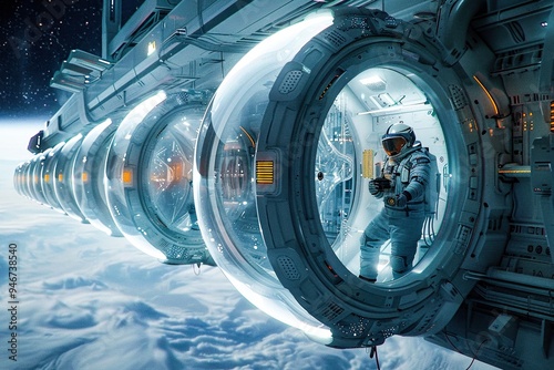 Fototapeta Naklejka Na Ścianę i Meble -  Astronaut, space exploration, space ships, space stations