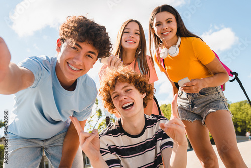 Принти на полотні Happy smiling group of teenagers high school pupils friends classmates college s