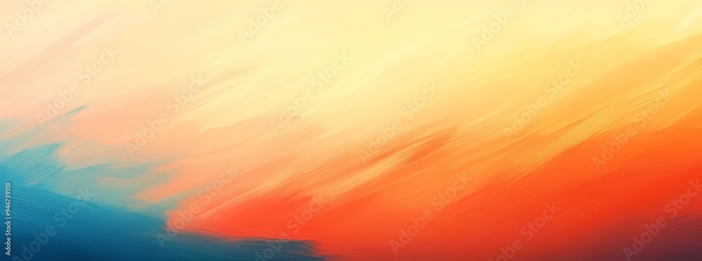 Fototapeta premium Detailed shot of abstract rough colorful blue orange complementary colors art painting texture background wallpaper, with brushstroke waves made by oil or acrylic paints.