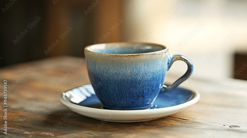 blue ceramic coffee cup and white saucer blue ceramic coffee cup and white saucer