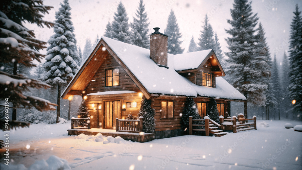 a ultra realistic detailed cozy cabin in the snowy forest a ultra realistic detailed cozy cabin in the snowy forest