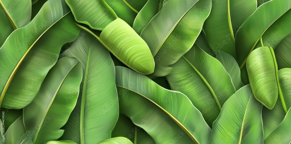 Obraz premium Composition of tropical green leaves - monstera, palm and ficus elastica - isolated on white background (computer generated).