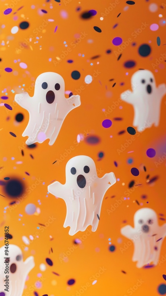 ghosts on orange background. ghosts on orange background.