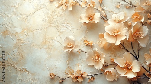 Sophisticated 3D floral wallpaper with gentle hues and intricate designs for a stylish look background