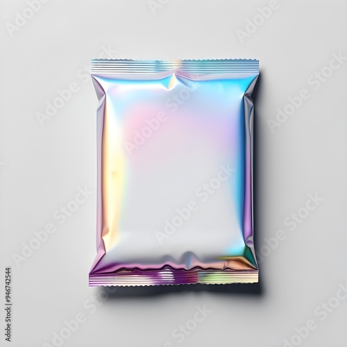 Iridescent Booster Pack Trading Cards Packaging Mockup Plastic Background Graphic Colorful Design photo