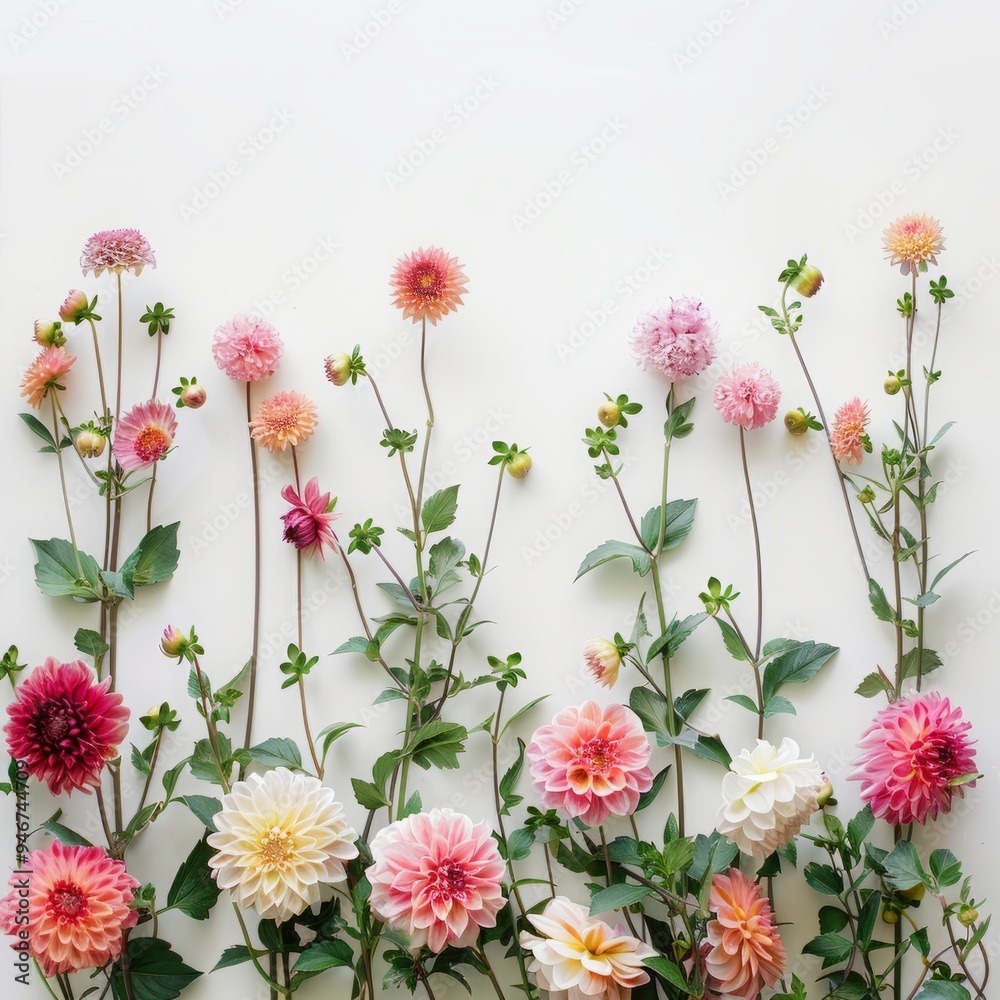 Obraz premium dahlias on white background.