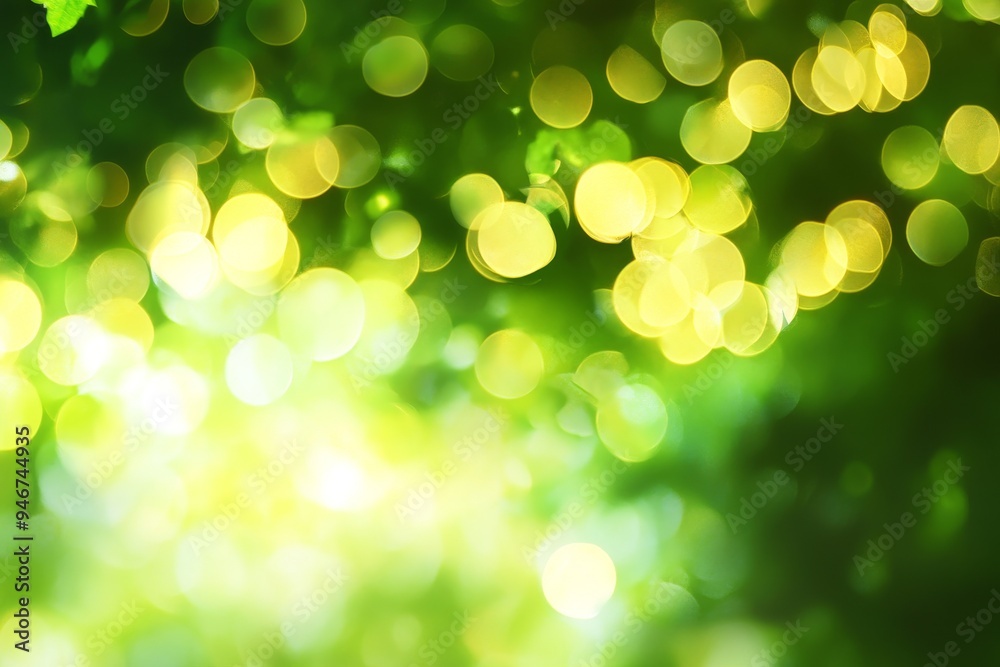 Fototapeta premium Sunny day with defocused bokeh of garden trees