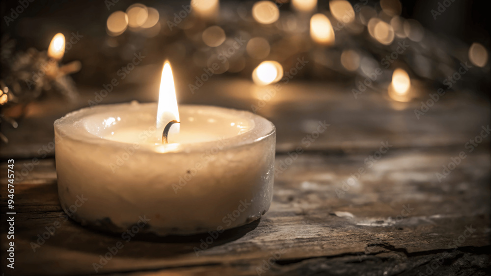 A close-up of a candle burning with a soft, warm glow A close-up of a candle burning with a soft, warm glow