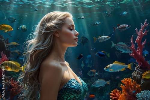 mermaid in the water photo