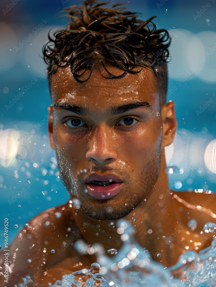 Portrait of an olympic swimmer at the pool, looking at the camera Portrait of an olympic swimmer at the pool, looking at the camera