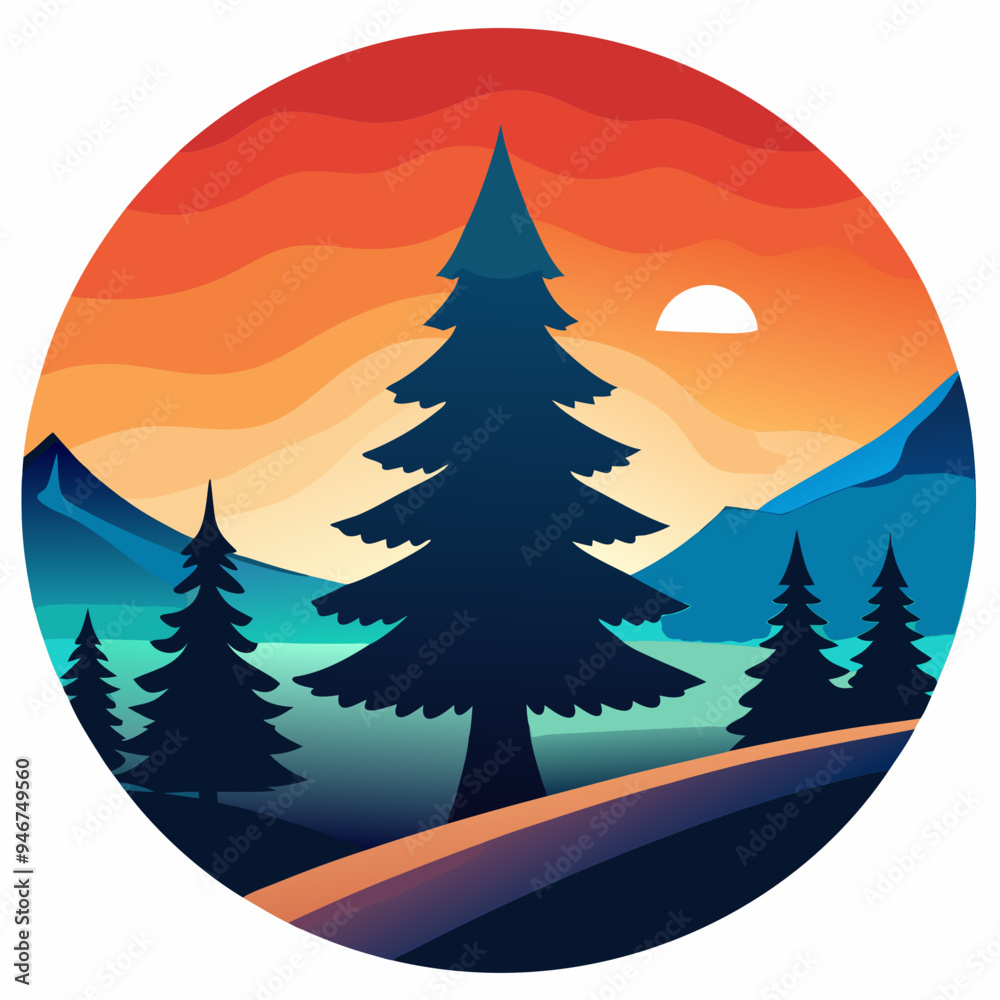 Fototapeta premium vector illustration of a winter landscape