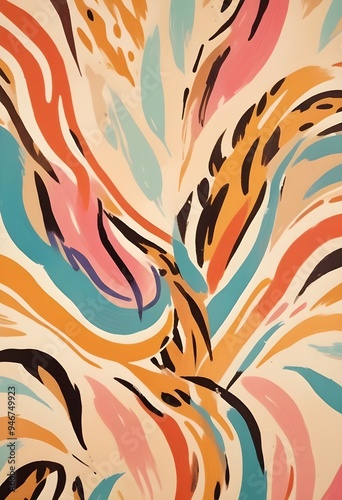Animal Pattern Safari Jungle Wild Print Background Colorful Graphic Design