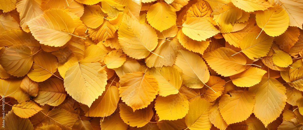 A close-up, textured background of golden yellow autumn leaves layered together, creating a bright, warm, and seasonal pattern, wallpaper A close-up, textured background of golden yellow autumn leaves layered together, creating a bright, warm, and seasonal pattern, wallpaper