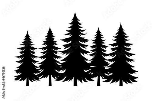 set of pine trees